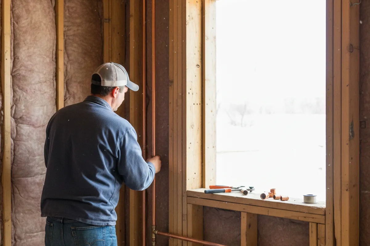 Licensed plumber running new copper supply lines in a Nevada home